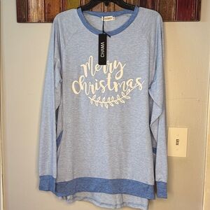 plus size long sleeve merry Christmas sweatshirt